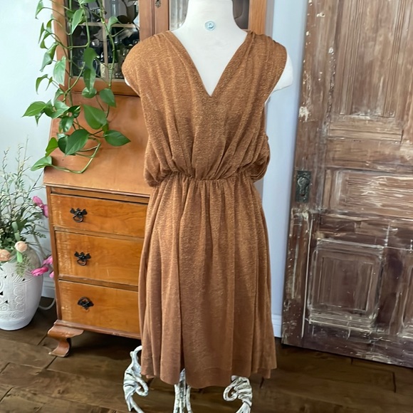 Elegant Brown Sleeveless Dress - Picture 4 of 5